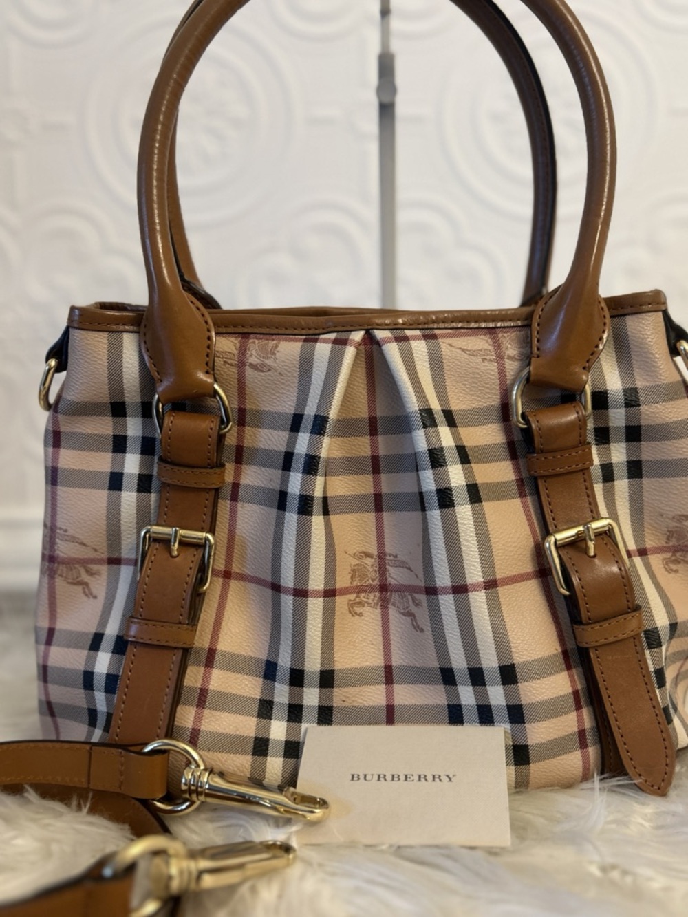 Burberry Haymarket Check Tote with Original Strap
